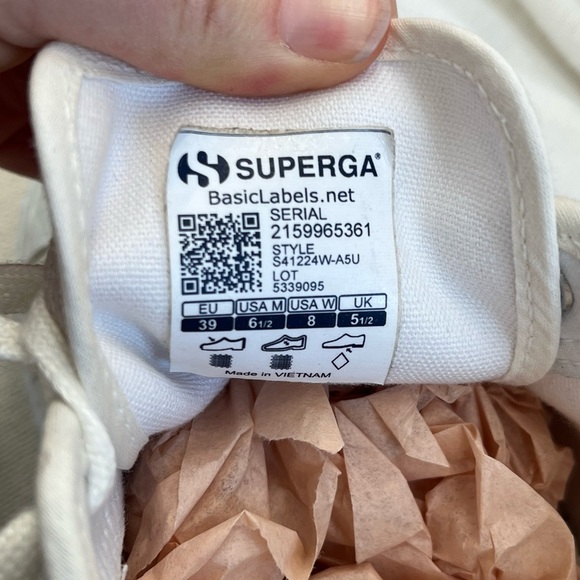 Superga 2750 Tie Dye Low Top Platform Sneaker Tennis Shoe | White, Grey | W 8 - Picture 14 of 16